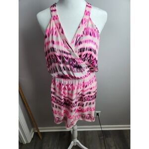 Parker Kita Graphic Racerback Dress, Pop Pink Cosmos sz S silk light wear beach